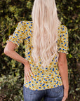Nova Short Sleeve Frill Mock Neck Blouse