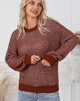 Marley Heathered Knit Drop Shoulder Puff Sleeve Sweater