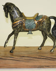 Large Original Loving Horse with his Saddle Western Art Cowboy Bronze Sculpture