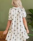Logan Bowknot Bubble Sleeve V Neck Dress