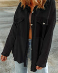 Textured Contrast Flap Pocket Shacket