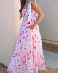 Floral Tied Straps Maxi Dress
