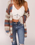 Stripe Colorblock Hollow-Out Cardigan