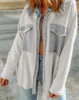 Textured Contrast Flap Pocket Shacket