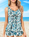 Turquoise Crazy Tankini Boy Shorts Swim Set