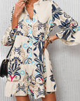 Boho 3/4 Sleeve Buttoned Mini Dress