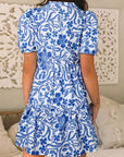 Floral Puff Sleeve Tiered Dress