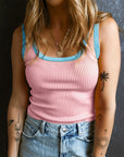 Colorblock Edge Ribbed Tank Top