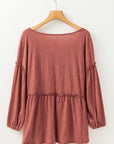 Rowan Textured Frilled Trim Puff Sleeve Blouse