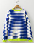 Elliana Stripe Crossed Stitch Drop Shoulder Sweatshirt