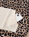 Leopard Waffle Knit Kangaroo Pocket Hooded Sweatshirt