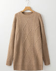Cable Knit Drop Shoulder Sweater Dress
