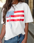 Flag Bow Crewneck Graphic Tee