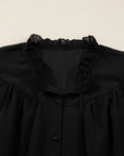 Plus Size Ruffle Balloon Sleeve Chiffon Shirt