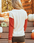 Colorblock Patch Pocket Drop Shoulder Sweater