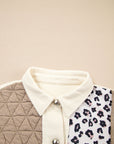 Leopard Waffle Quilted Patchwork Button Front Jacket