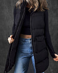 Solid Zip-Up Pocketed Puffer Vest