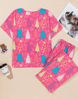 Christmas Tree V-Neck Tee and Pants Lounge Set