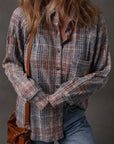 Plaid Textured Button-Up Chest Pocket Shirt