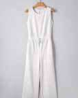 Addilyn Crew Neck Drawstring High Waist Sleeveless Jumpsuit