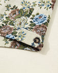 Floral Zip-Up Contrast Collared Jacket