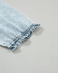 Zaylee Acid Wash Retro Half Sleeve Flared Denim Dress