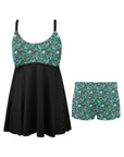 All Turquoise Swim Dress & Shorts Set