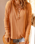 Camila Waffle Knit Henley Top