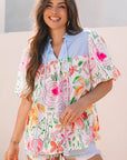 Cameron Floral Striped Yoke Blouse