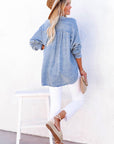 Naomi Crinkle Textured Loose Henley Top