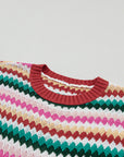 Stripe Ruffle Short Sleeve Sweater