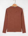 Solid Raw Seam Long Sleeve Top