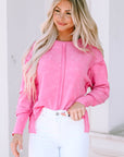 Rory Exposed Seamed High Low Raw Edge Sweatshirt