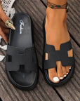 Henley Cutout Design Open Toe Platform Slippers