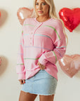 Miriam Stripes Baggy Henley Sweater