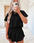Cropped Tee and Ruffle High Waist Skort Set