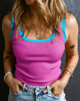 Colorblock Edge Ribbed Tank Top