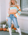 Amelia Stripe Long Sleeve Split Sweater
