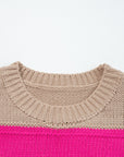 Plus Size Stripe Colorblock Drop Shoulder Sweater