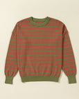 Briar Stripe Trimmed Round Neck Loose Sweater