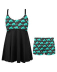 Turquoise Hat Swim Dress & Shorts Set