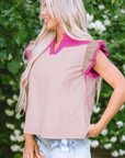 Maci Ruffled Sleeve Frill V Neck Blouse