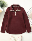 Zara Texture Plaid Trim Sweatshirt
