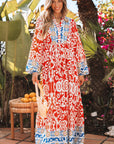 Lenora Boho Geometric Printed Long Sleeve Maxi Dress
