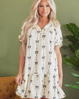 Logan Bowknot Bubble Sleeve V Neck Dress