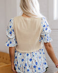 Barbara Waffle Floral Peplum Blouse