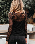 Amira Lace Crochet Mesh Slim Fit Long Sleeve Top