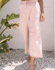 Gabriella Mineral Washed Terry Knit Cropped Wide Leg Pants