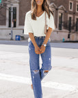 Jennifer Waffle Knit Drop Shoulder Loose Top