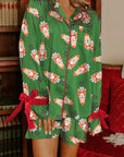 Christmas Bow Top and Ruffle Shorts Pajama Set